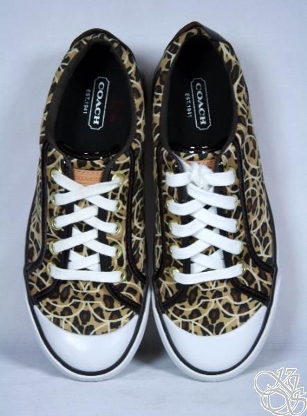 COACH Barrett Madison Ocelot Print Khaki Multi Sneakers Womens Shoes 