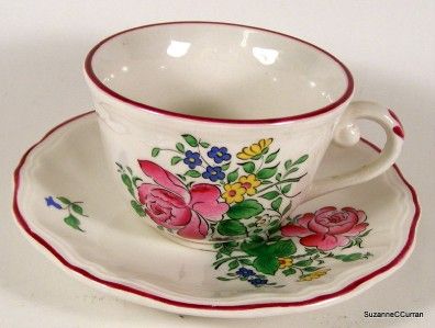 Luneville OLD STRASBOURG Demitasse Rose Cup Saucer  