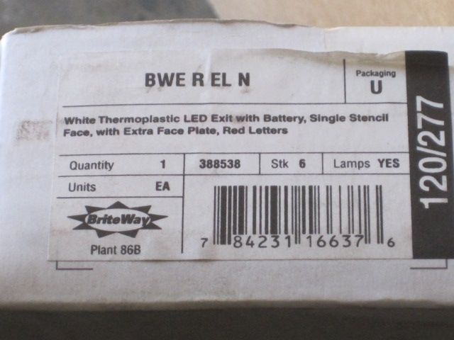 LITHONIA LIGHTING BWE R EL N BRITEWAY LED EXIT SIGN NIB  