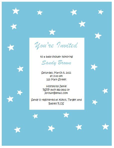 BLUE STARS BABY SHOWER INVITATIONS  