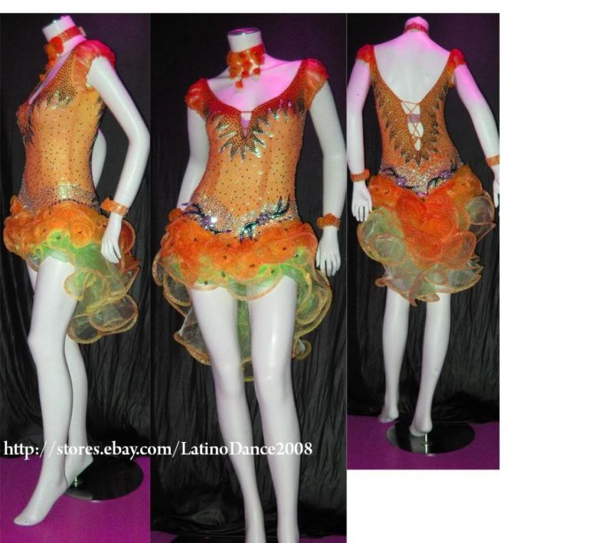 LADY LATIN SALSA COMPETITION BALLROOM DANCE DRESS M82  