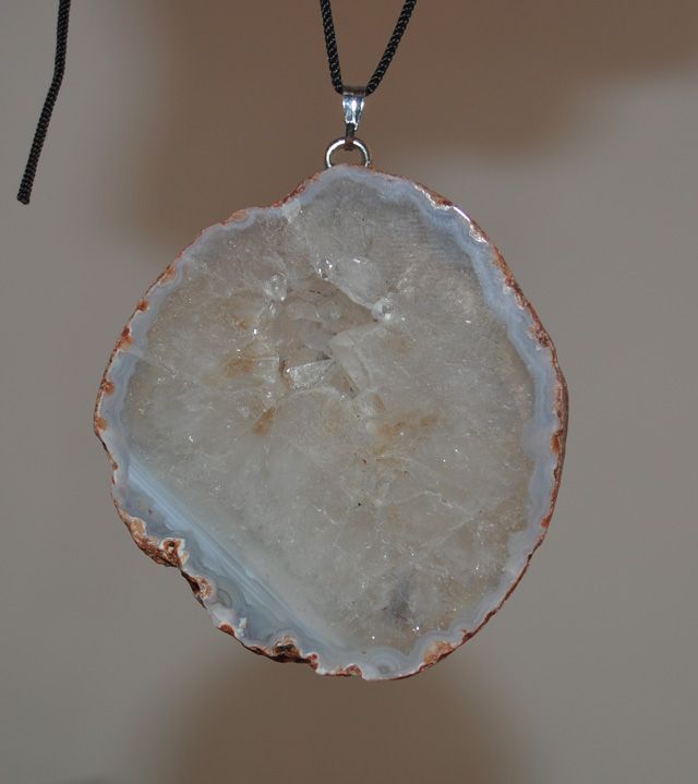 Natural Onyx Geode Druze Pendant  