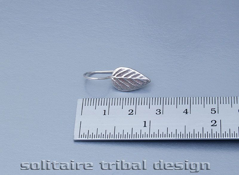 Thai Hill Tribe Single Leaf Pure Silver Tribal Earrings  