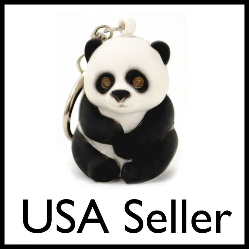 LED PANDA KEYCHAIN w Light & Sound Toy Gift Animal NEW  