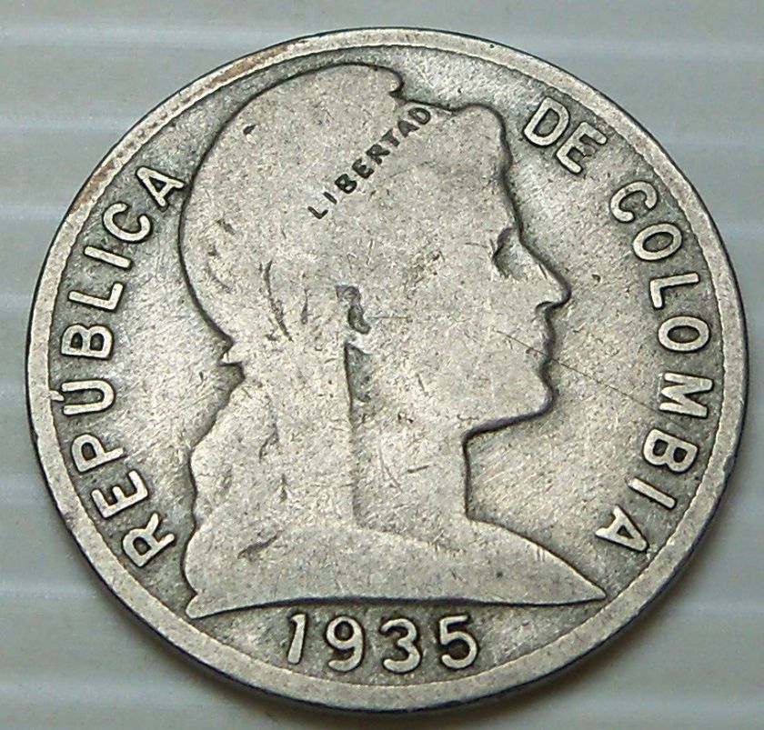 Columbia   1935 5 Centavos   KM199  