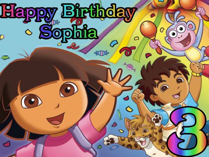 DORA the EXPLORER Edible CAKE Image Icing Topper DIEGO  