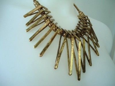 VTG 80S HUGE MODERNIST SPIKE GOLD COUTURE RUNWAY BREASTPLATE BIB 