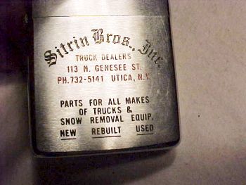 Vintage Zippo advertising lighter 1966 Sitrin Bros Truck dealers Utica 