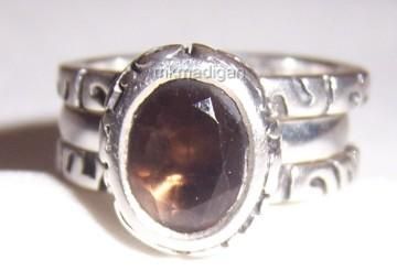 Silpada Size 8 Sterling Silver Smoky Quartz Stack Ring R1384 Retired 