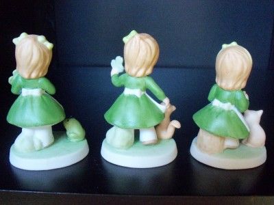 VTG LEFTON IRISH GIRL CLOVER SAINT ST PATRICKS FIGURINE  