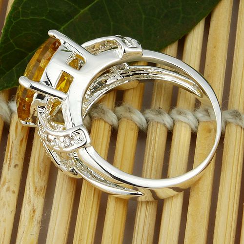 Stylish Citrine Jewelry Gems Silver Ring Size #6 S14  