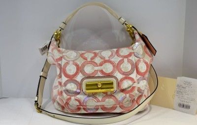 Coach 16791 KRISTIN SEQUIN OP ART HOBO BRASS/PEONY  