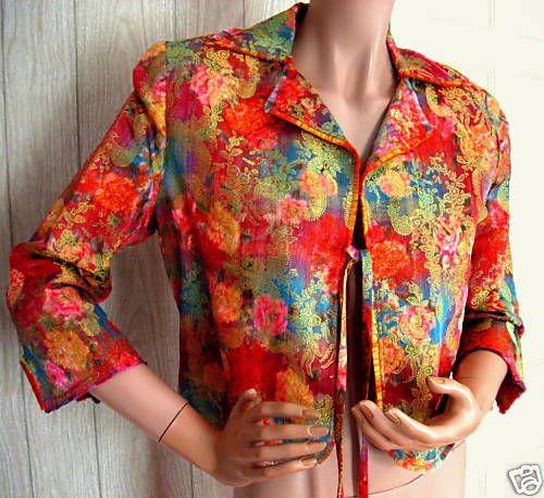 Shimmering Colorful Mary Ann Restivo Cropped Jacket S/M  