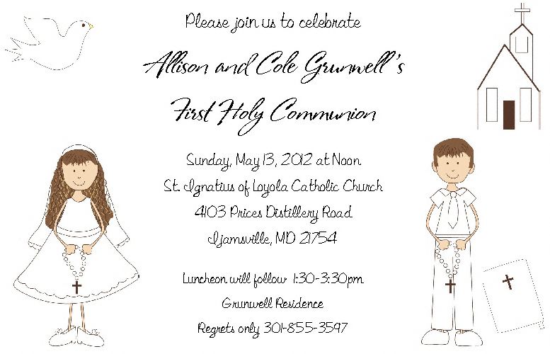 First Holy Communion Invitations   Girl, Boy or Twins  