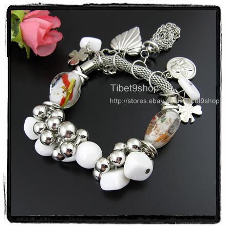 6PCS Wholesale Ceramic Flower Stretch Bracelet SD28  