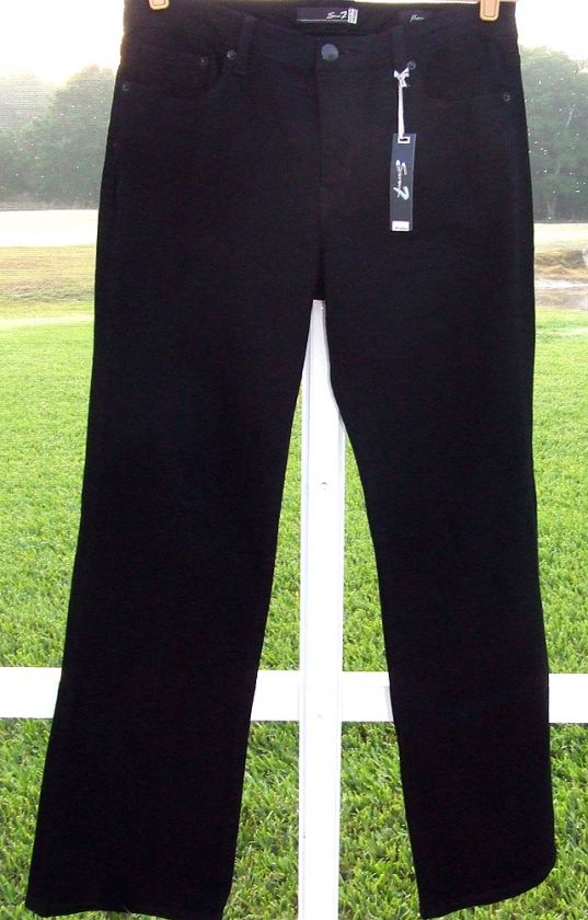 SEVEN 7 PREMIUM DENIM BRAND JET BLACK FLARE JEANS NEW  