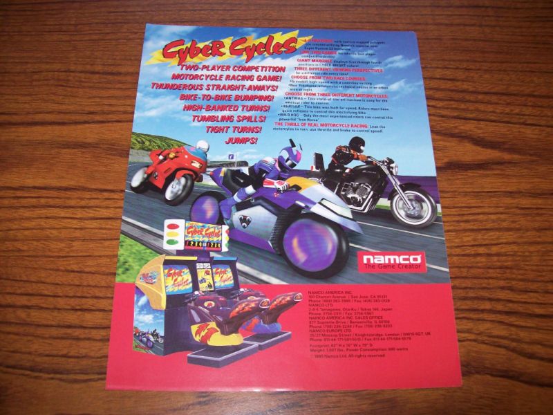 NAMCO CYBER CYCLES VIDEO ARCADE GAME FLYER BROCHURE 95  