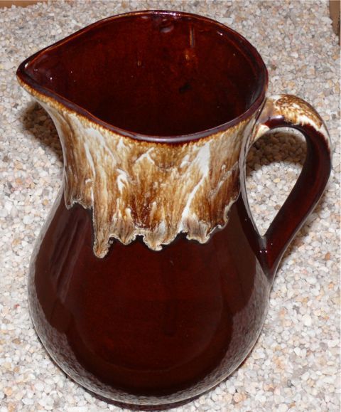 Vintage Roseville OH RRP Co Brown Drip Milk Pitcher  