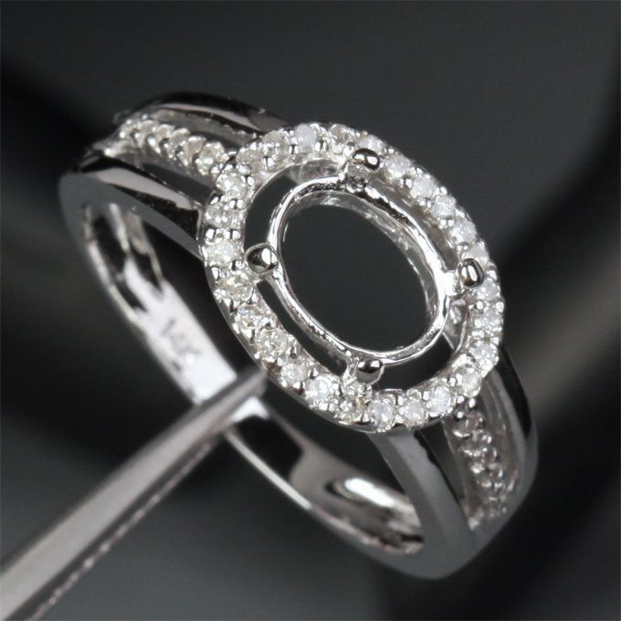   14K WHITE GOLD Pave DIAMOND WEDDING HALO SEMI MOUNT RING SIZE 7  