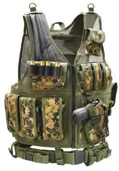 DIG CAMO NYLON TACTICAL VEST, PISTOL HOLDER MAG POUCHES  