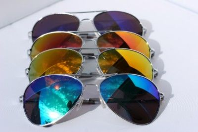 NEW 400UV AVIATOR RETRO REVO MIRROR GREEN SUNGLASSES  