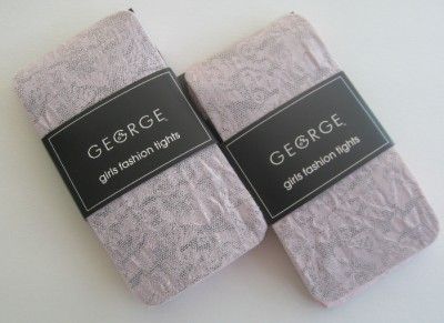 NWT*girls pink lace tights by GEORGE* SZ 12, 14, 16  