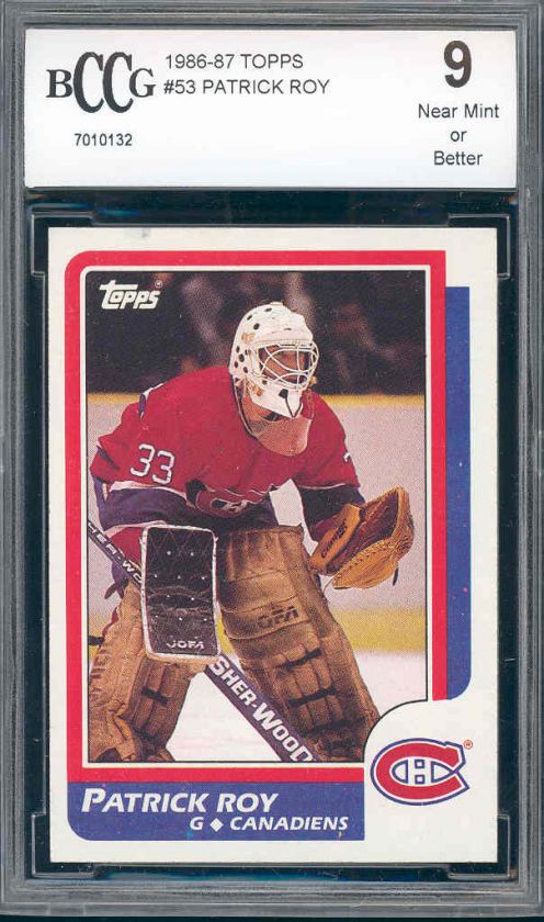 1986 87 topps #53 PATRICK ROY rc rookie BGS BCCG 9  