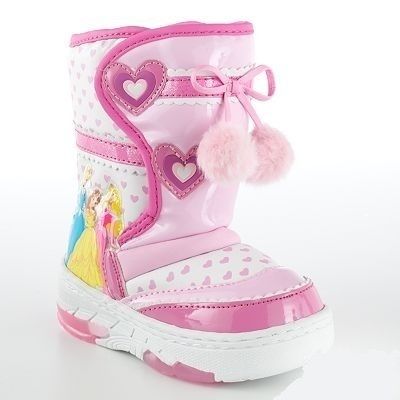   Princess Toddler Girls Pom Pom Light Up Snow Boots NWB MSRP $44.99