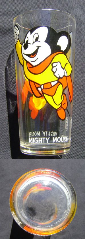 Mighty Mouse Terrytoons 1977 Pepsi Glass Rare Clean Unused Bright 