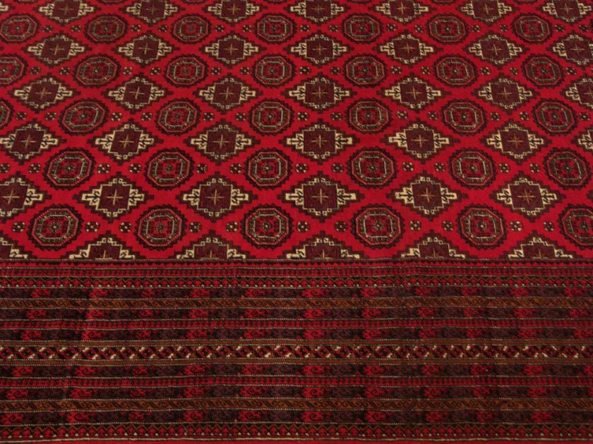 8x12.9 Handmade Fine Knots AfghanTurkoman Bukhara Wool Rug Excellent 