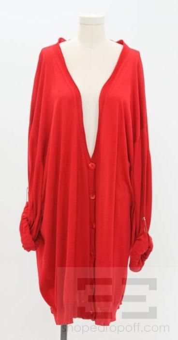 Maison Martin Margiela Red Cotton Oversized Cardigan Sweater  