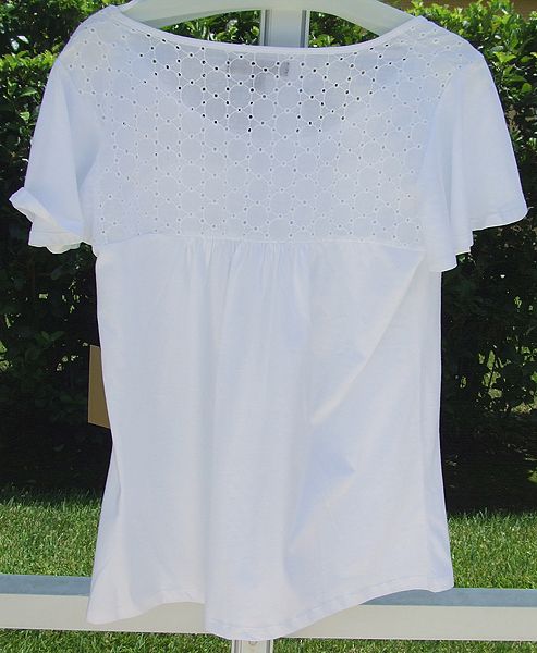 MARISA CHRISTINA WHITE EYELET ALL COTTON SUMMER LOOSE BLOUSE TOP SHIRT 