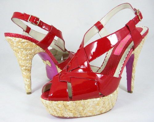 BETSEY JOHNSON MARCIE Red Womens Shoes Sandals 5.5  