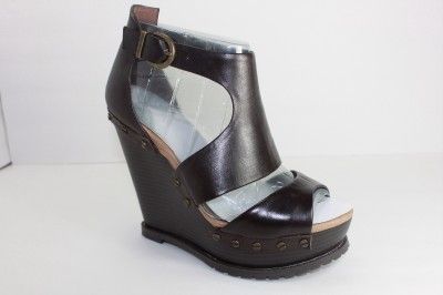 NEW JESSICA SIMPSON WOMENS MARIS BROWN LEATHER WEDGE SHOE HEEL SANDAL 