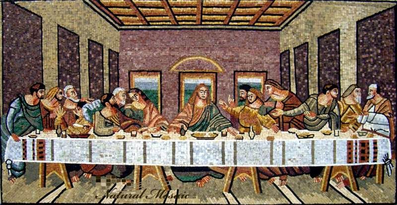 56LAST SUPPER MICRO MARBLE MOSAIC CHRISTIAN ICON MURAL  