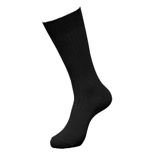 ALL BLACK RIBBED MENS 6 PACK DRESS SOCKS  