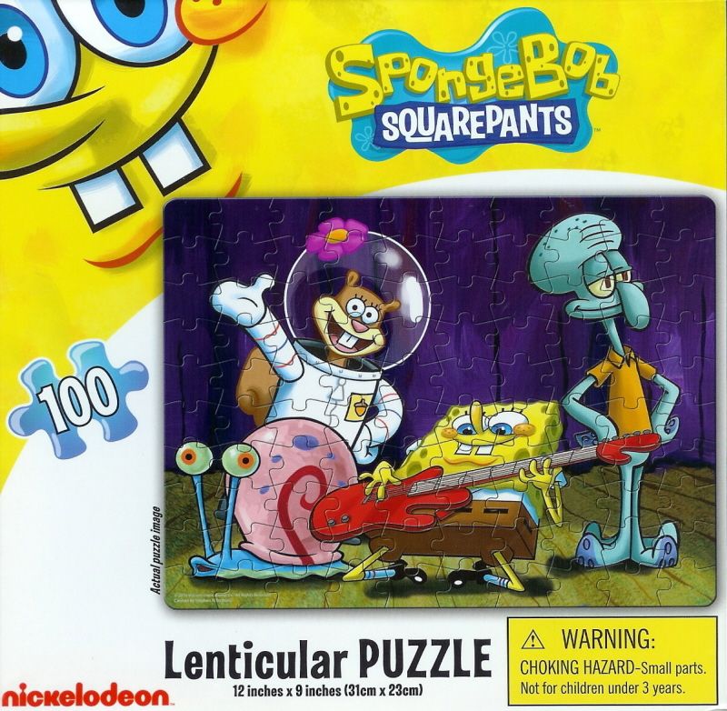 NEW~ SPONGEBOB SQUAREPANTS~ 100 PC PUZZLE~ GUITAR ~ 3D  