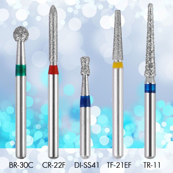 50 pcs DENTAL DIAMOND BURS FLAT END TAPERED MEDIUM FG 1.6MM mixed 