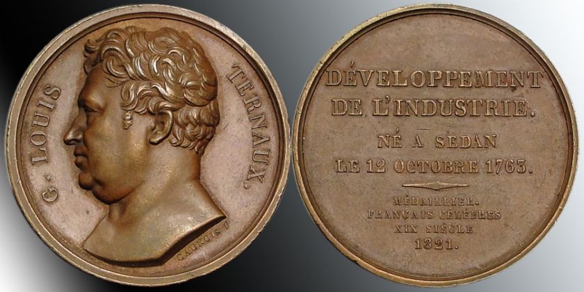 FRANCE 1821 Guillaume Louis Ternaux Medal Copper 41mm by FRANCAIS 