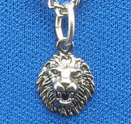 Sterling Silver Lion Head Necklace Pendant, face  