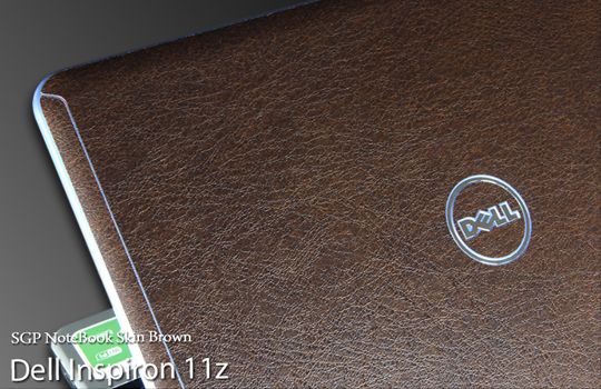 Dell Inspiron 11z Laptop Cover Skin   Brown Leather  