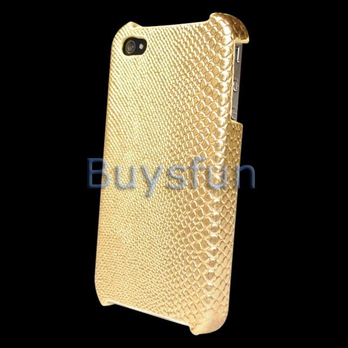 Gold Crocodile style Hard Cover Case Skin for Apple iPhone 4 4G 4S 