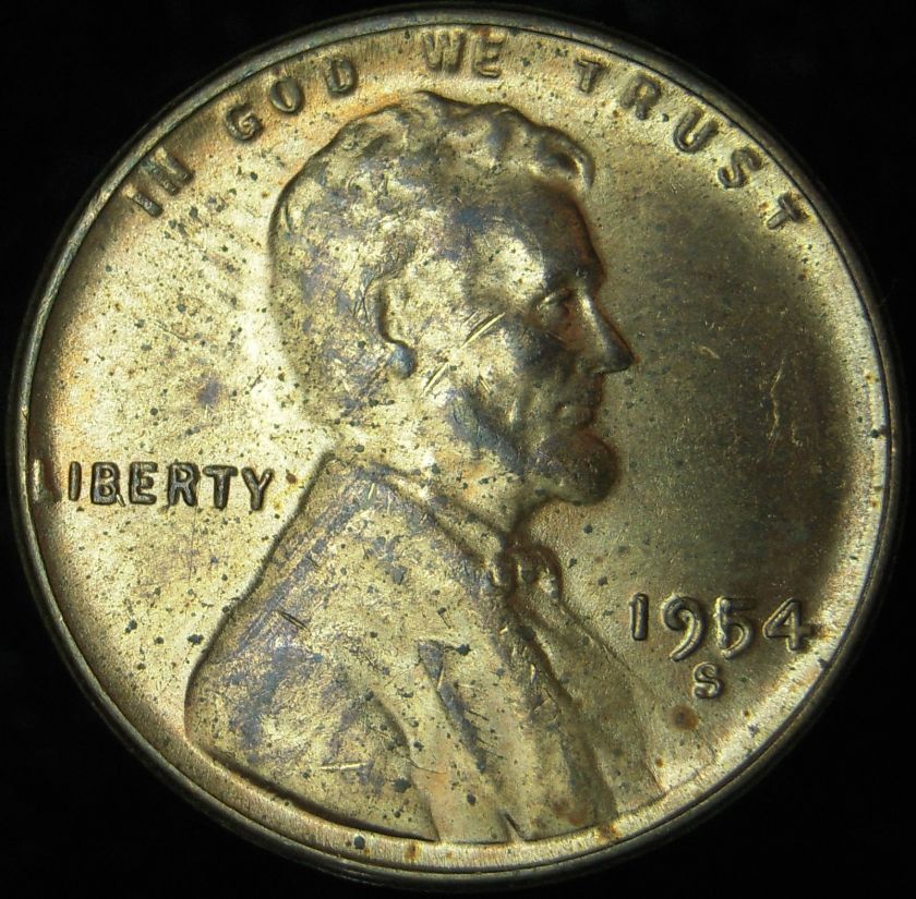 1954 S MS+++ RB   Die Break Error in Date   Lincoln Wheat Cent   Free 