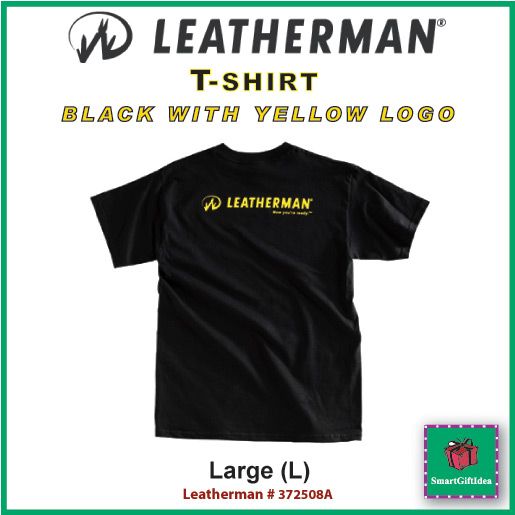 BLACK T SHIRT_LEATHERMAN 100% COTTON_ WITH YELLOW LOGO  