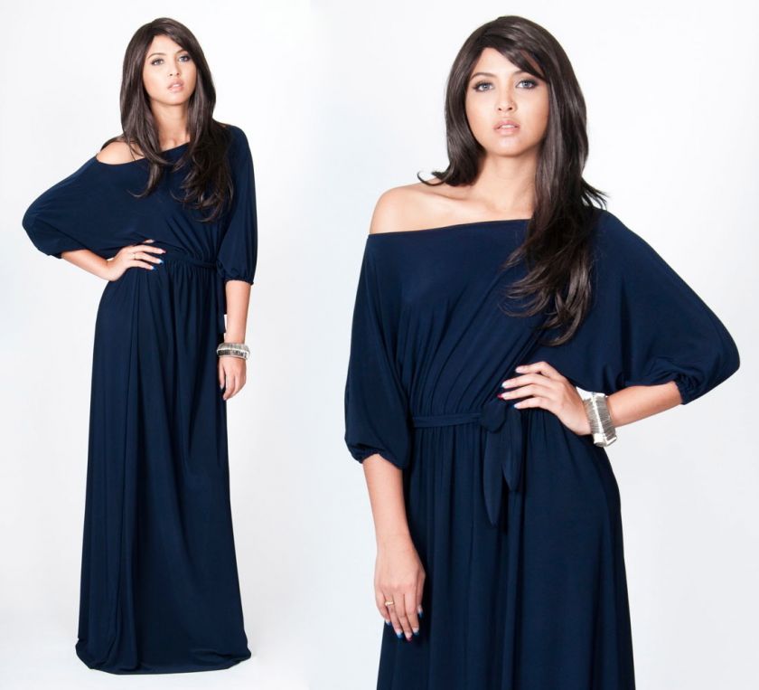 One Shoulder Navy Blue Plus Size Long Maxi Dress XL 2X  