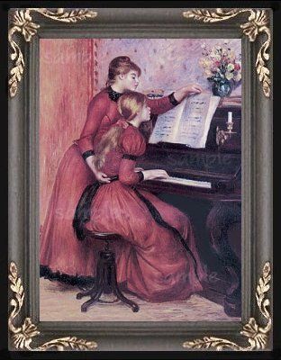 Victorian Piano Girls Miniature Dollhouse Picture  