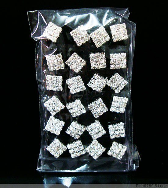 Wholesale 60Pairs Square Crystal Rhinestone 3*3 Earring  