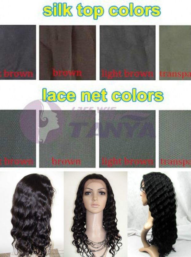   Indian Remy Human Hair Silk top Free Style 14   20 wave wig CUSTOM