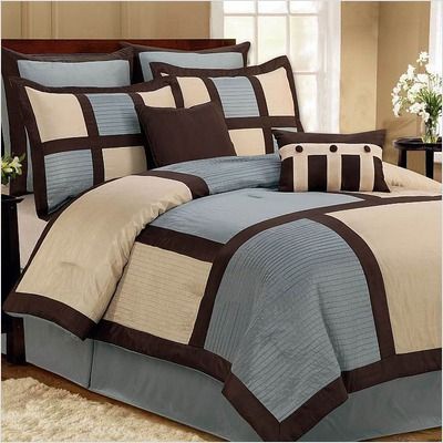 DR International Palermo 8 Piece Comforter Set in Blue  