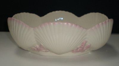 IRISH BELLEEK PINK SEA SHELL OVAL CONSOLE/CENTERPIECE BOWL  